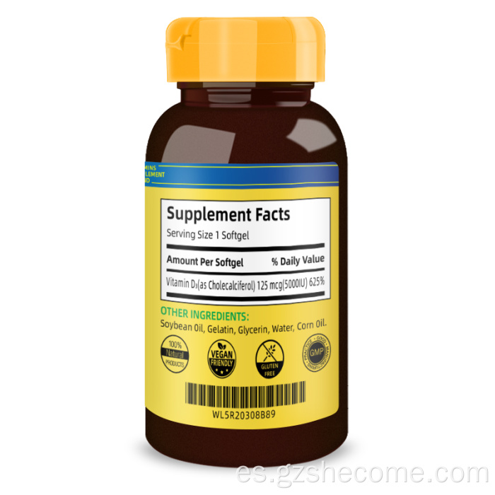 Suplemento dietético para soporte de dientes Vitamina D3 Softgels